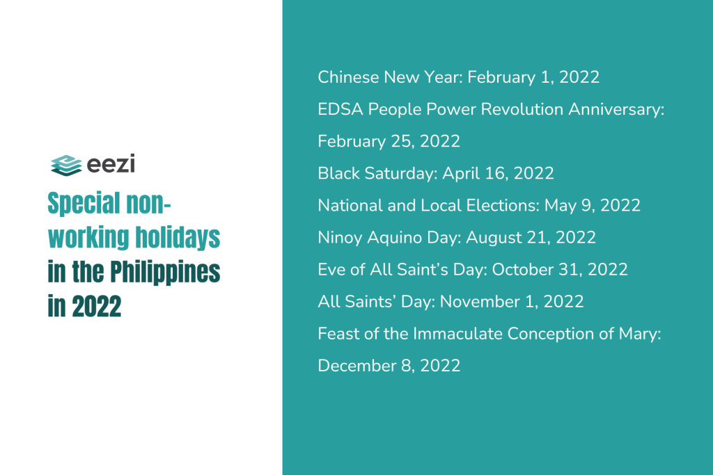 Special non-working holidays in the Philippines in 2022