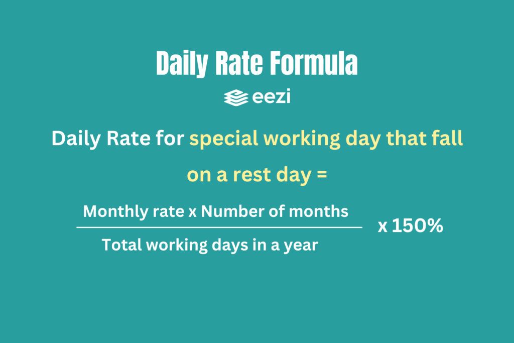 Daily rate for special working days on a rest day