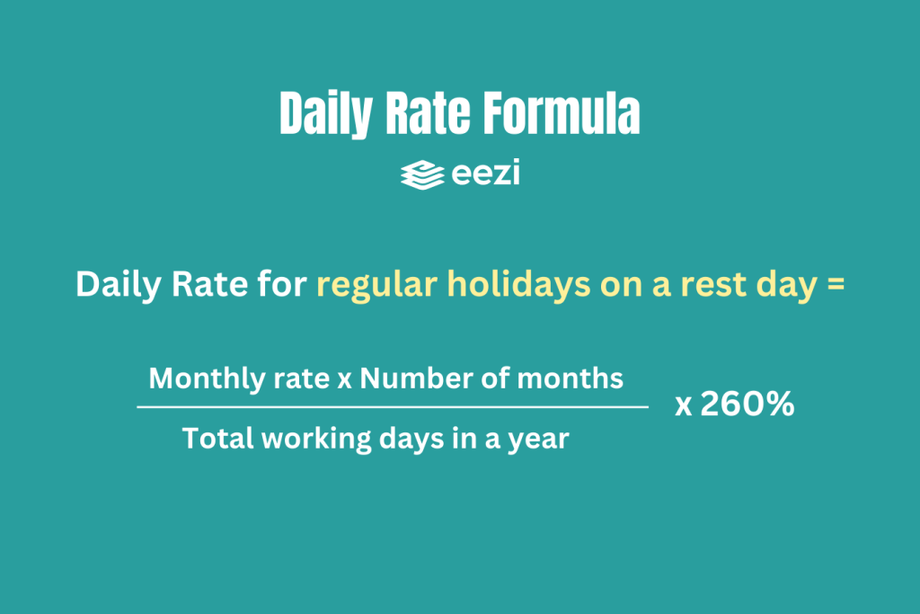 Daily rate for regular holidays on a rest day