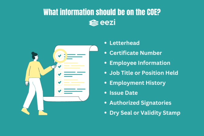 What information should be on the COE?