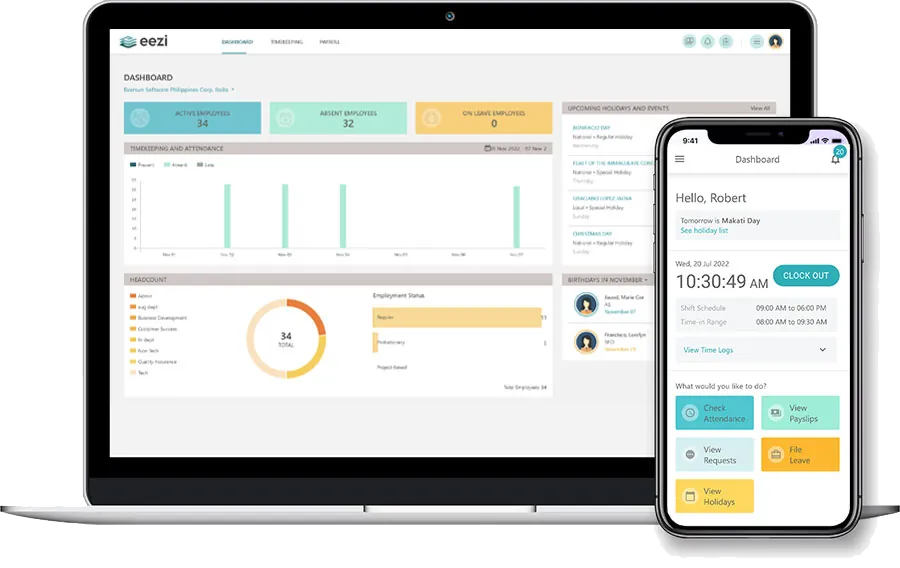 eezi dashboard screenshot dashboard - eezi Payroll System in the Philippines